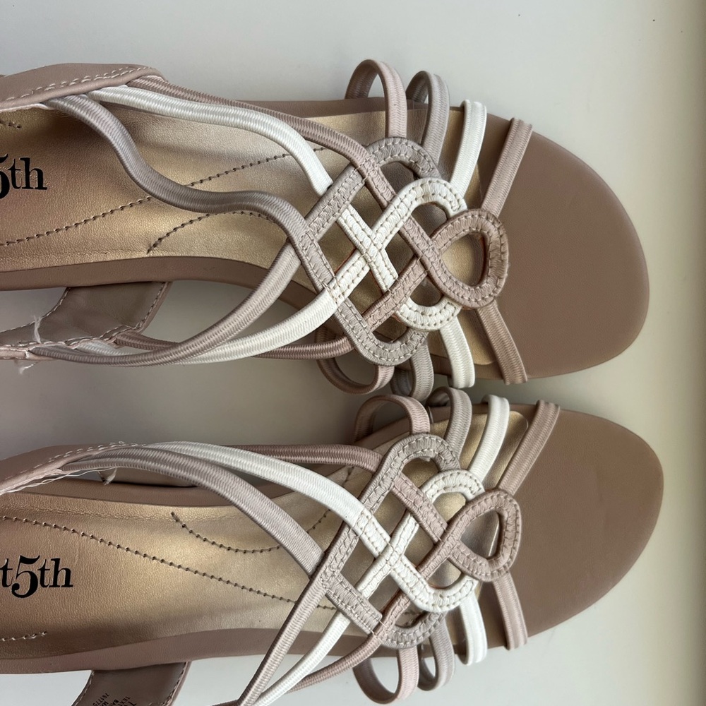 East 5th Tan and Cream Sandals Elegant Comfort - Picture 9 of 10